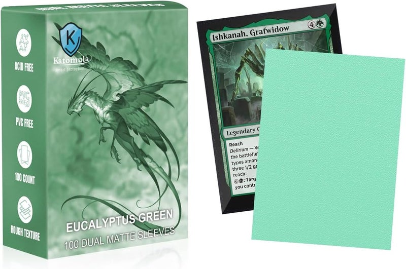 Katomula Eucalyptus Green Dual Matte Card Sleeves, Card Sleeves for MTG, Standard Card Sleeve for MTG, PKM, Flesh & Blood - Image 1